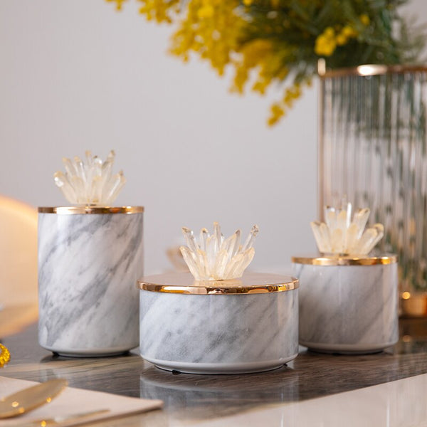 Ceramic Storage Jar With Crystal Stone